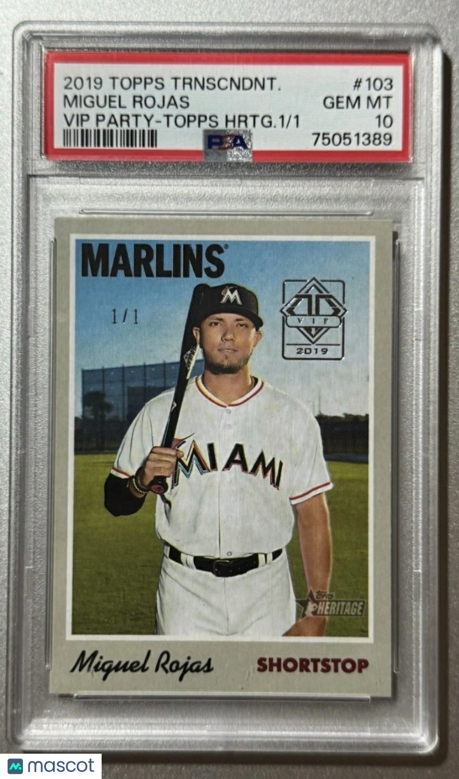 Sports Topps 2019 Topps Transcendent Vip Party Miguel Rojas #103 Hrtg. One Of One PSA 10