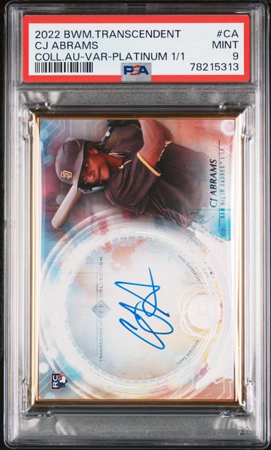 Baseball Bowman Cj Abrams 2022 Bowman Transcendent Autograph Variation Platinum #'D 1/1 PSA 9
