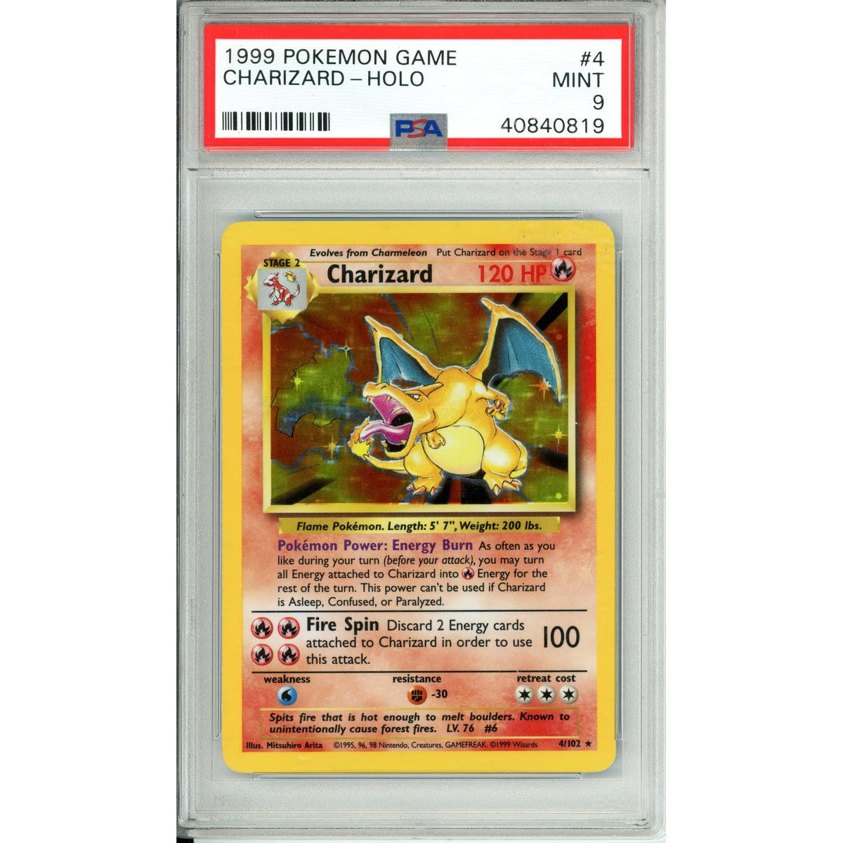 Pokémon Pokemon Graded: Charizard 4/102 Base Set (1999) Holo PSA 9
