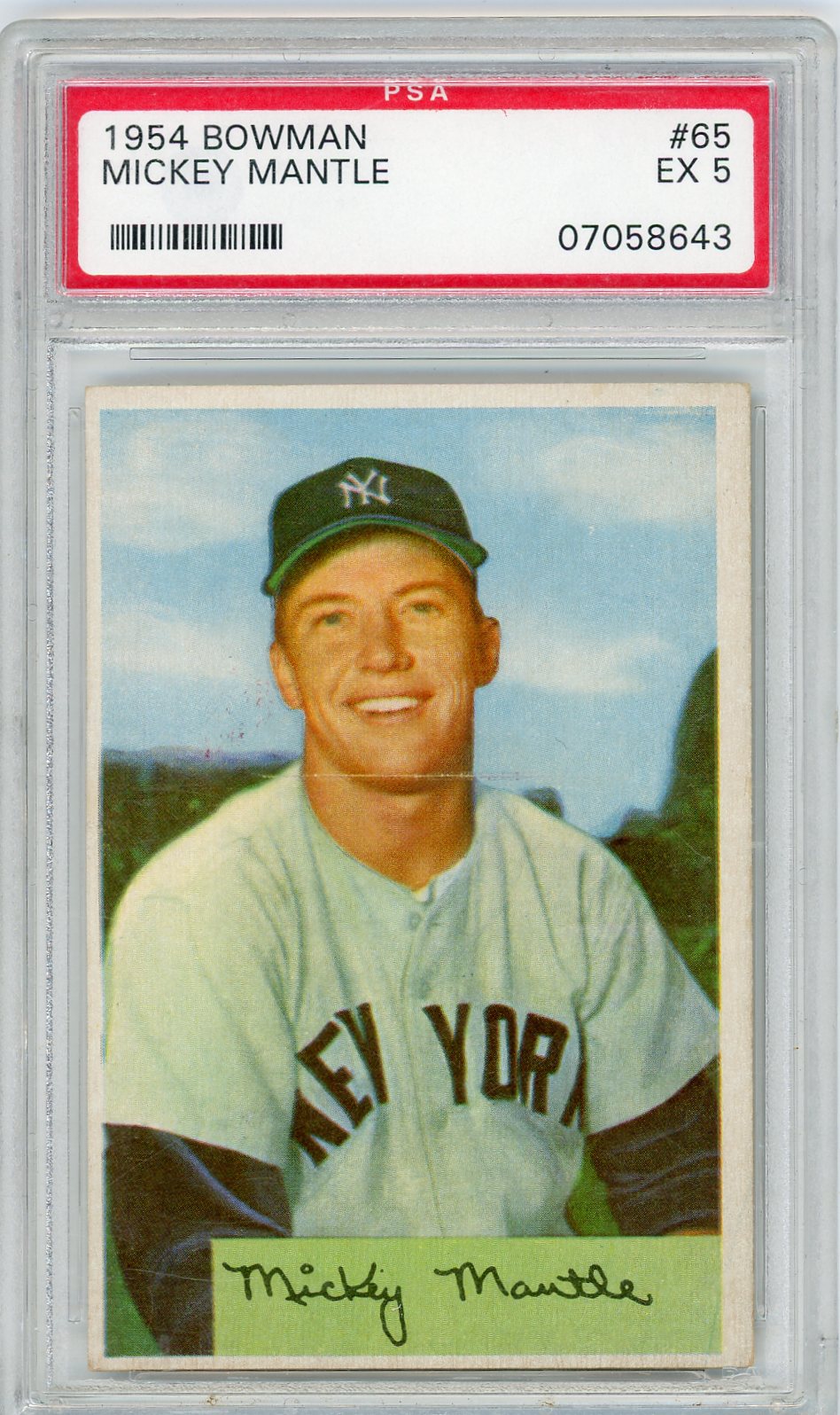 Baseball Bowman Mickey Mantle 1954 Bowman #65 PSA 5