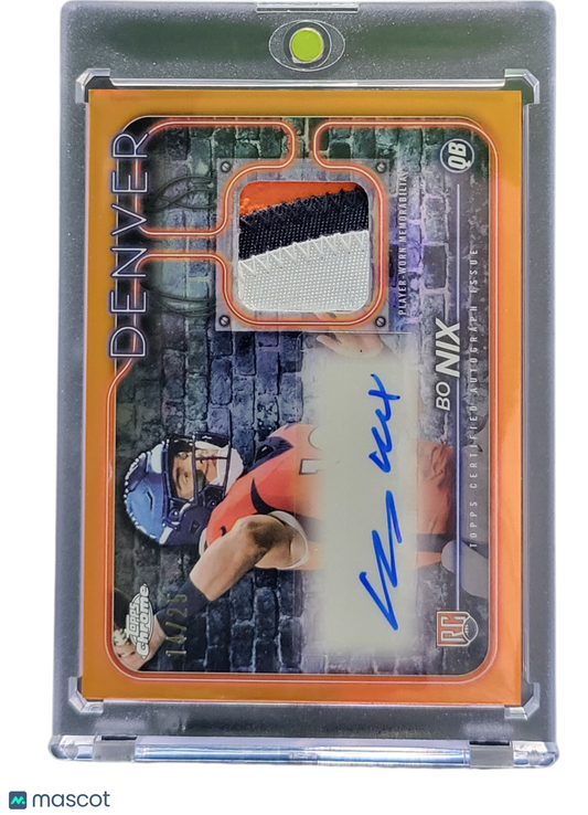 Sports Topps 2024 Topps Chrome Bo Nix #Cpa-Bn Orange Player-Worn Rookie Patch Auto Rc 14/25