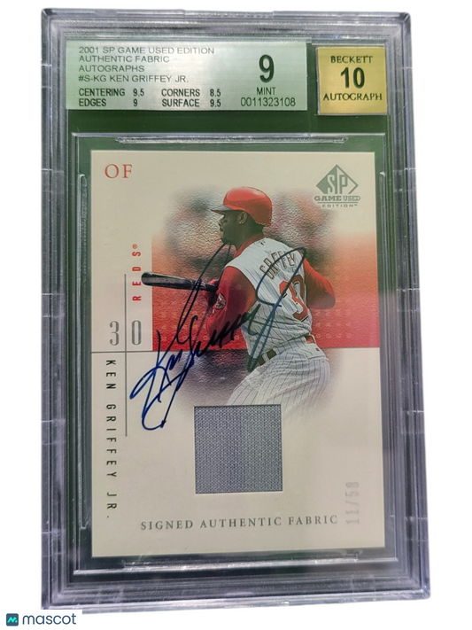 Sports 2001 SP Game Used Edition Authentic Fabric Autographs Ken Griffey Jr. #Skg BGS 9 Auto 10