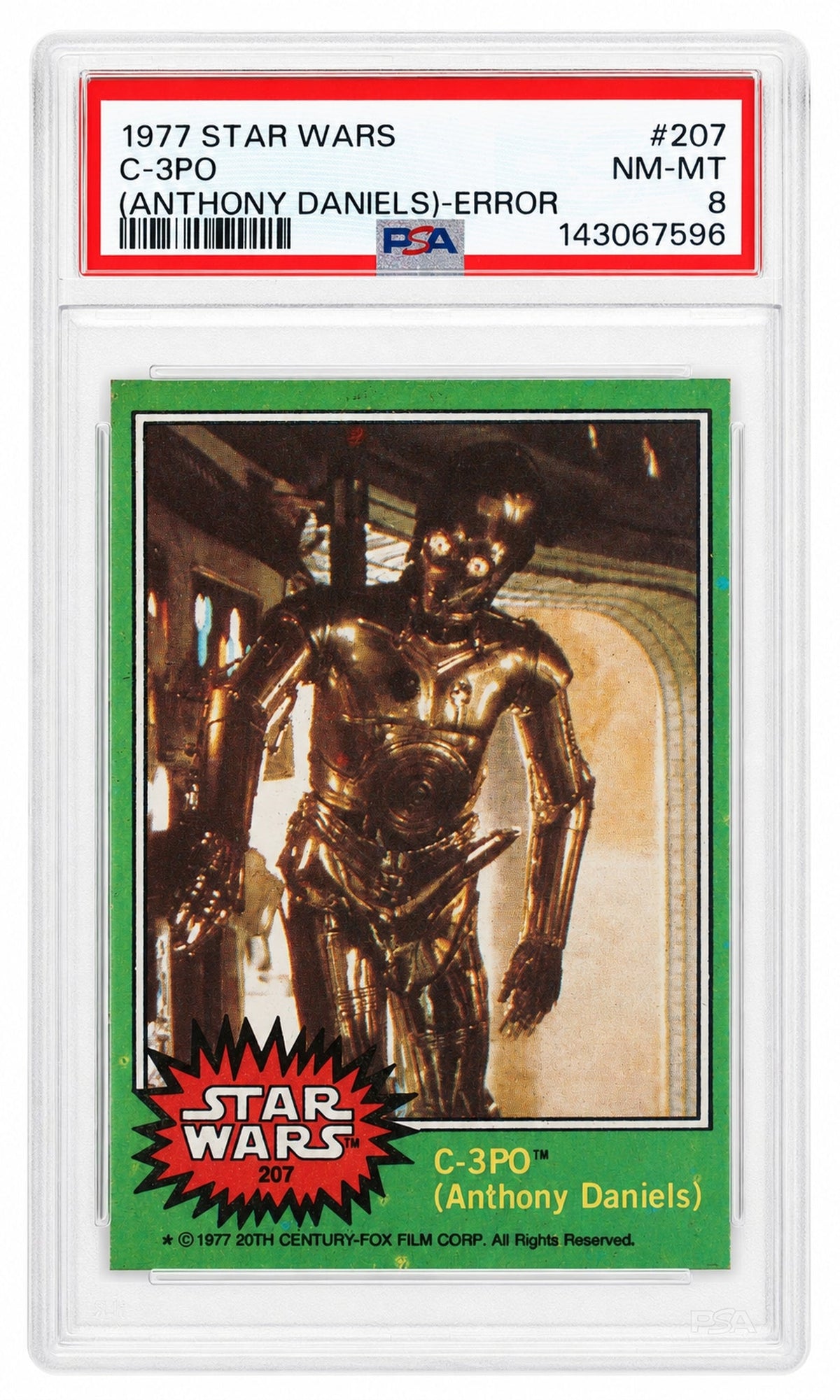 Pokémon Panini 1977 Star Wars Anthony Daniels Error C-3po #207a PSA 8