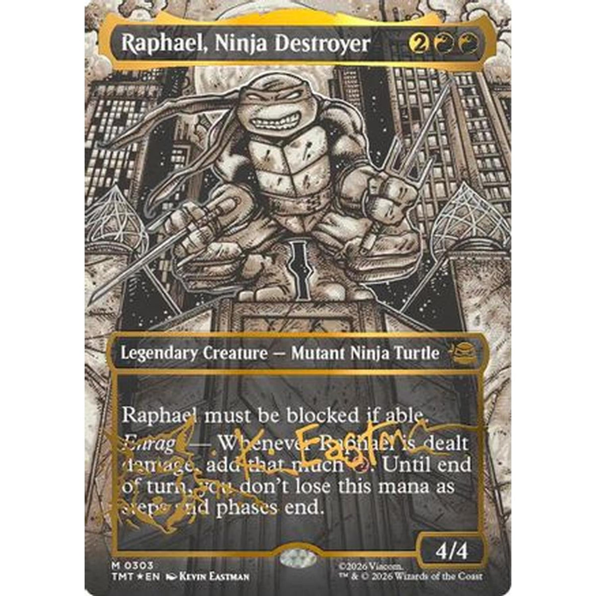 Magic The Gathering Raphael, Ninja Destroyer (Borderless) (Gold-Stamped Signature) [Teenage Mutant Ninja Turtles] Foil