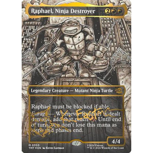 Magic The Gathering Raphael, Ninja Destroyer (Borderless) (Gold-Stamped Signature) [Teenage Mutant Ninja Turtles] Foil