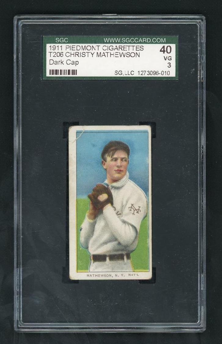 Pokémon Panini 1911 Piedmont Cigarettes T206 Christy Mathewson SGC 3 Vg N.Y. Nat'L
