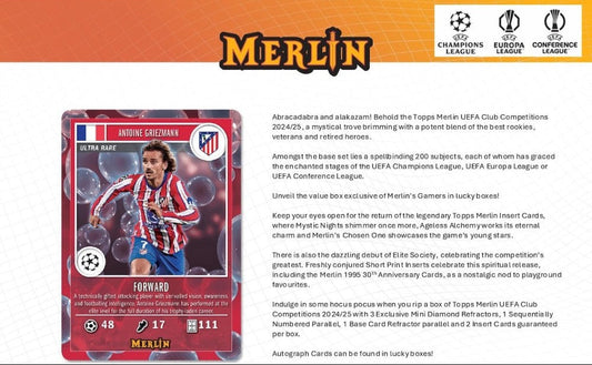 Soccer Topps 2024-25 Topps Uefa Club Competitions Merlin Chrome Soccer Breaker'S Delight 6 Box Case