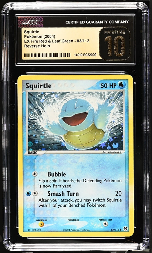 Pokémon Squirtle 2004 Pokemon EX Fire Red & Leaf Green Reverse Holo #83/112 CGC 10 Pristine