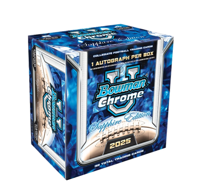Baseball Topps 2025 Bowman Chrome University Football Sapphire Hobby 10 Box Case