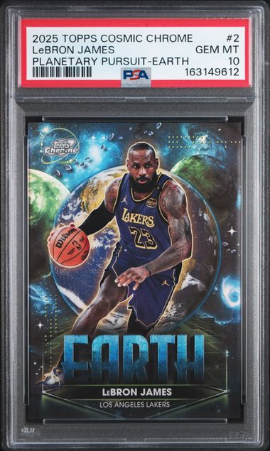 Basketball Topps Lebron James 2025 Topps Cosmic Chrome Planetary Pursuit Earth SSP PSA 10