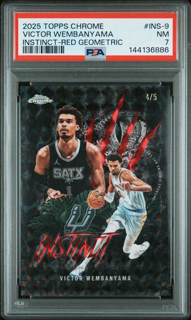Basketball Topps Victor Wembanyama 2025 Topps Chrome Instinct Red Geometric #'D 4/5 PSA 7