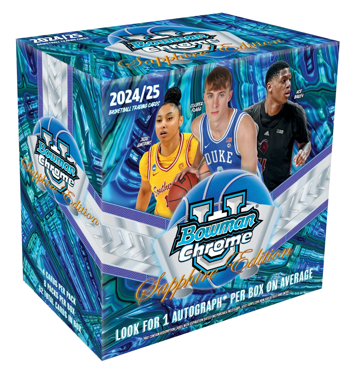 Basketball Topps 2024-25 Bowman University Chrome Basketball Sapphire 10 Box Case