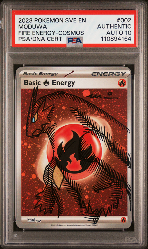Pokémon PSA Auto Gem Mt Moduwa Basic Fire Energy Fire Energy-Cosmos