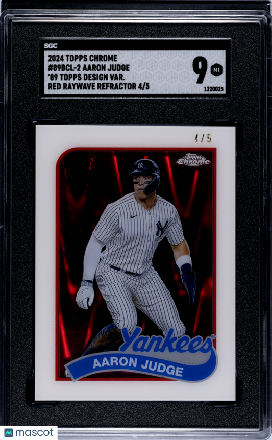 Sports Topps 2024 Topps Chrome Aaron Judge #89bcl-2 '89 Des. Var. Red Raywave Refractor SGC 9