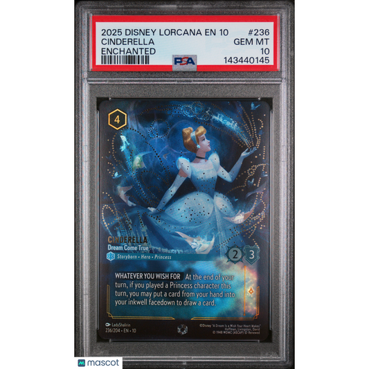 Pokémon 2025 Disney Lorcana En 10-Whispers In The Well Cinderella #236 Enchanted PSA 10