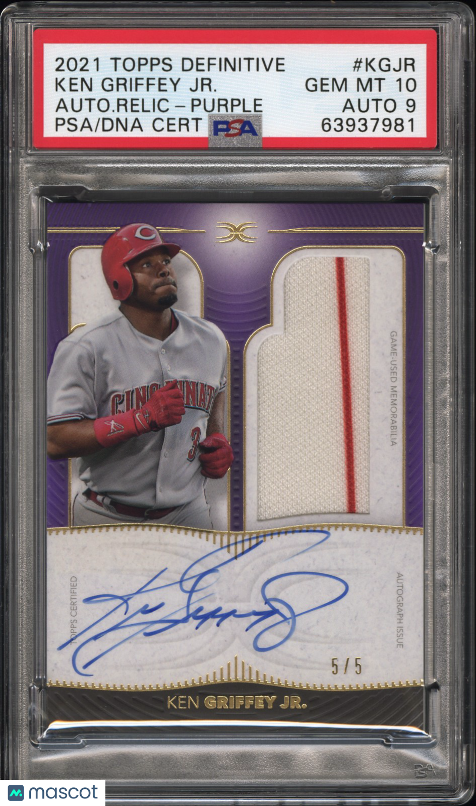 Sports Topps 2021 Topps Definitive Auto Ken Griffey Jr. #Kgjr Auto Purple 5/5 PSA 10