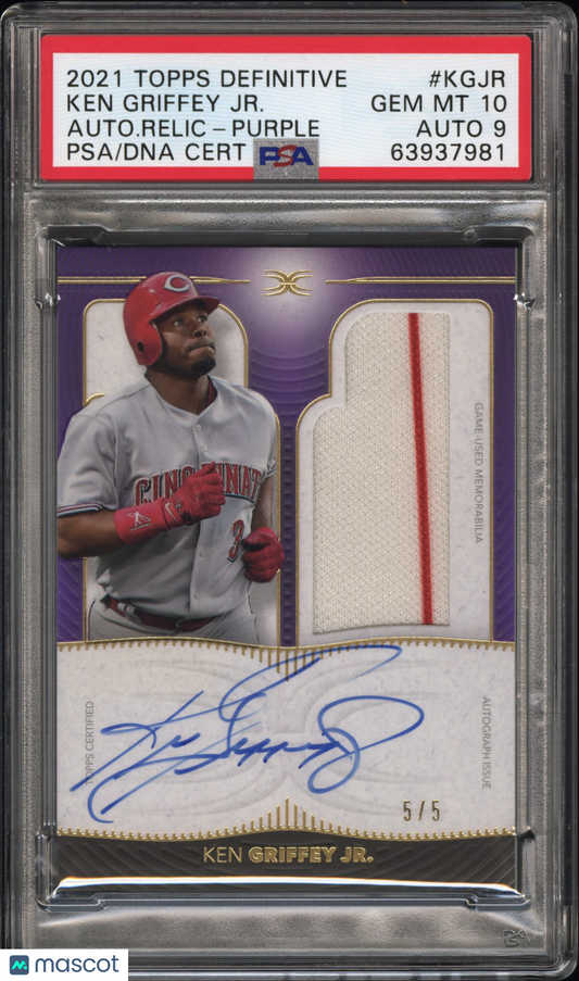 Sports Topps 2021 Topps Definitive Auto Ken Griffey Jr. #Kgjr Auto Purple 5/5 PSA 10