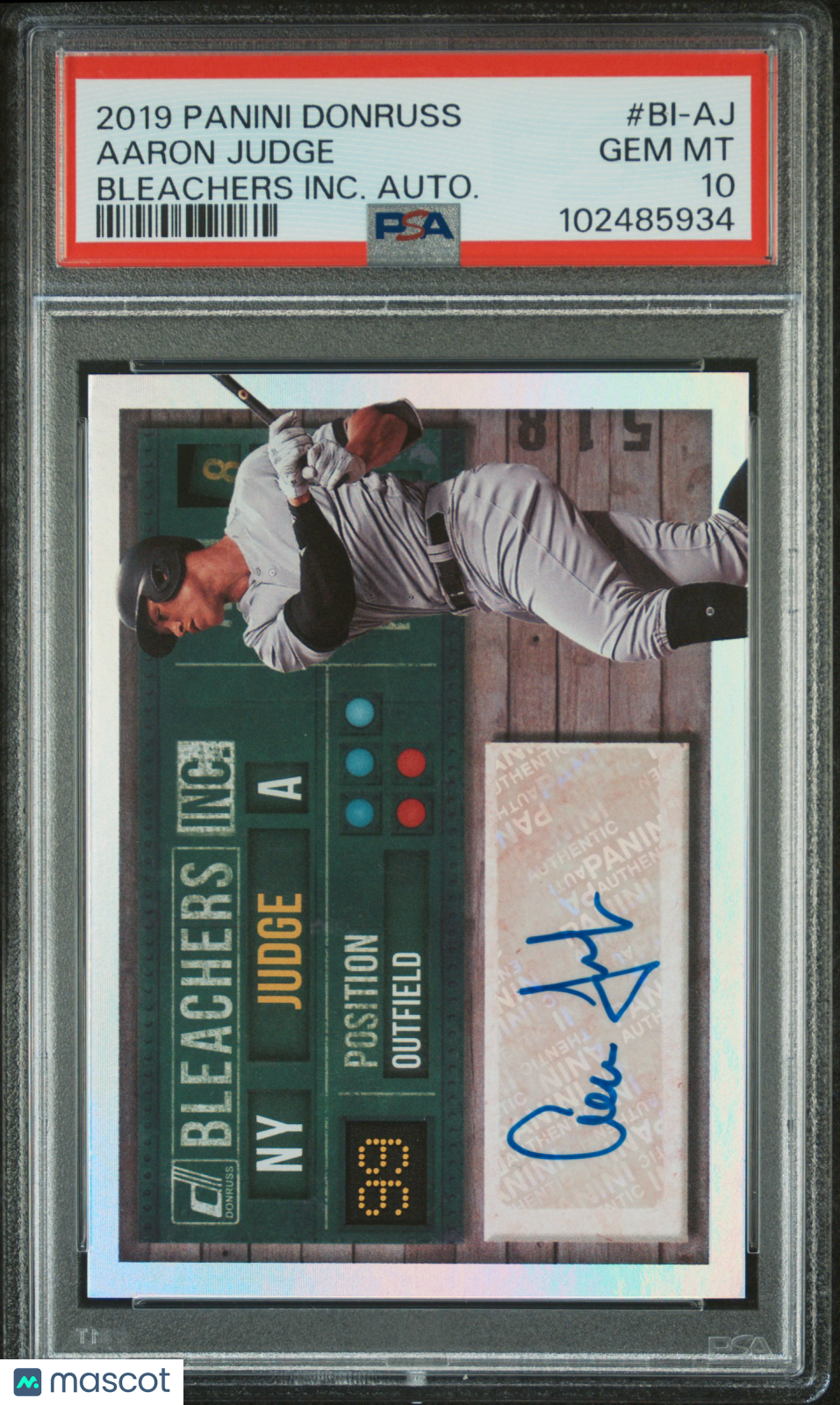 Sports Panini 2019 Panini Donruss Bleachers Inc. Autographs Aaron Judge #Bi-Aj PSA 10