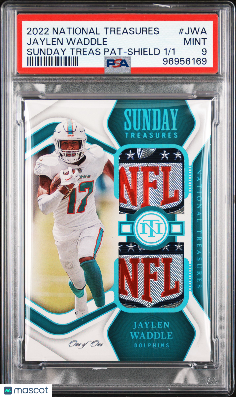 Sports Panini 2022 Panini National Treasures Patches Jaylen Waddle #Jwa Shield 1/1 PSA 9