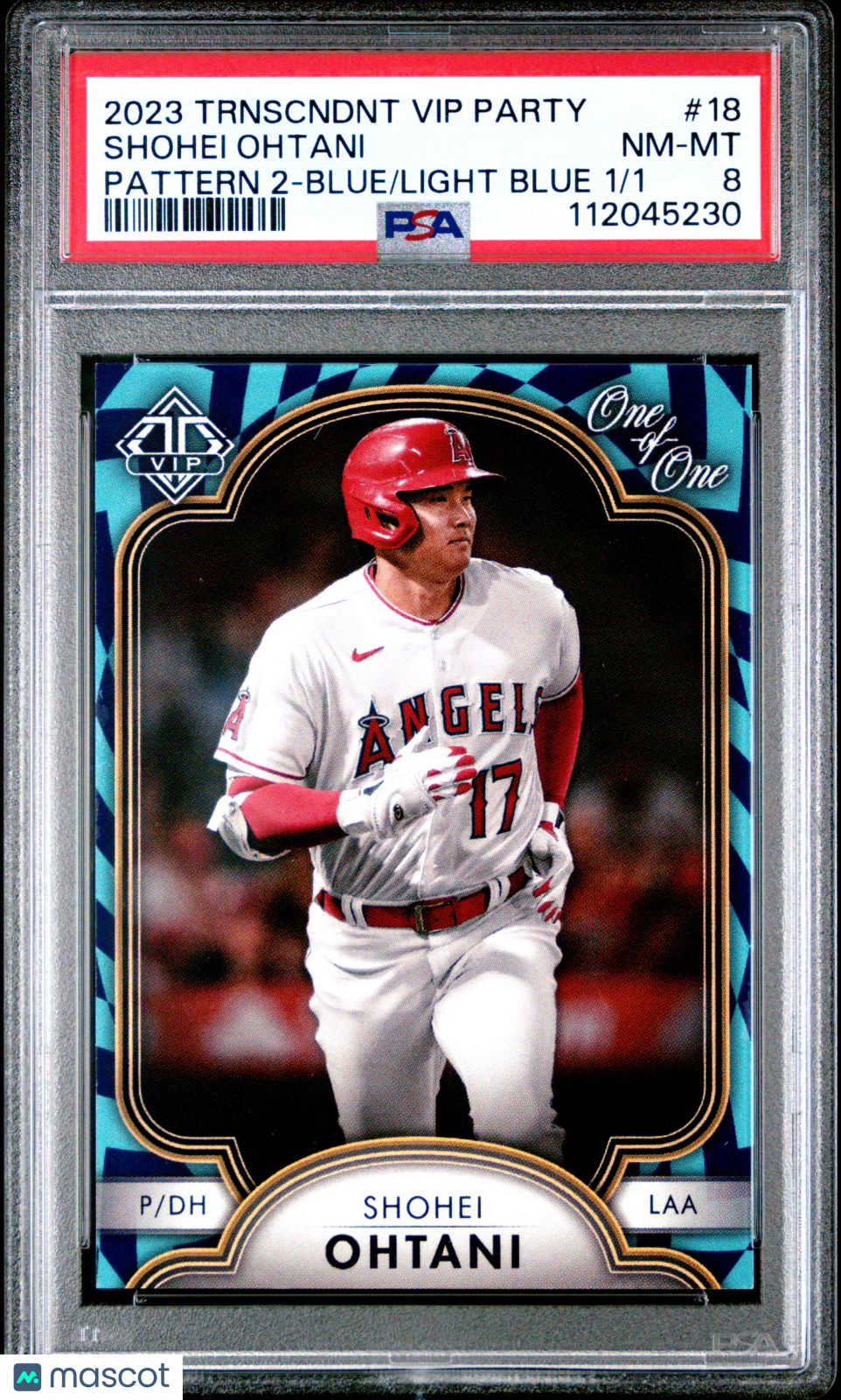 Baseball Topps 2023 Topps Transcendent Vip Party Shohei Ohtani #18 2 Blue Light Blue 1/1 PSA