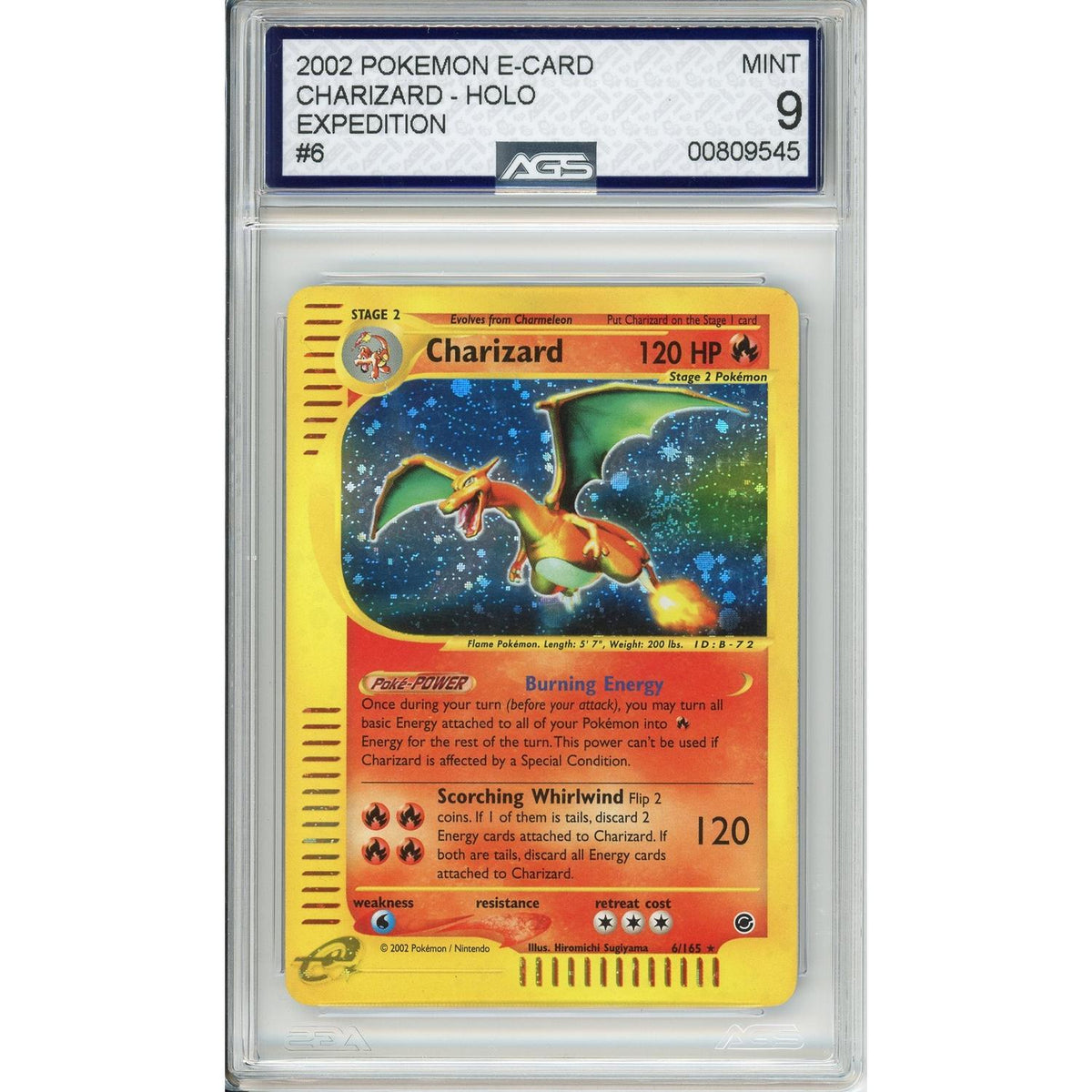 Pokémon Pokemon Graded: Charizard 6/165 Expedition E-Card (2002) Holo Ags 9