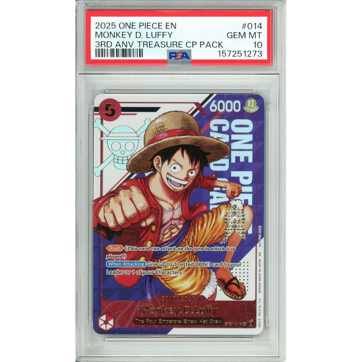 One Piece TCG One Piece Graded: Monkey D. Luffy St21-014 3rd Anniversary Cp Pack PSA 10