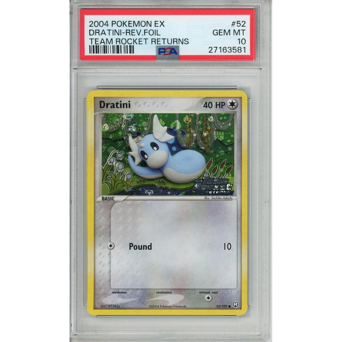 Pokémon Pokemon Graded: Dratini 52/109 Team Rocket Returns (2004) Reverse Foil PSA 10