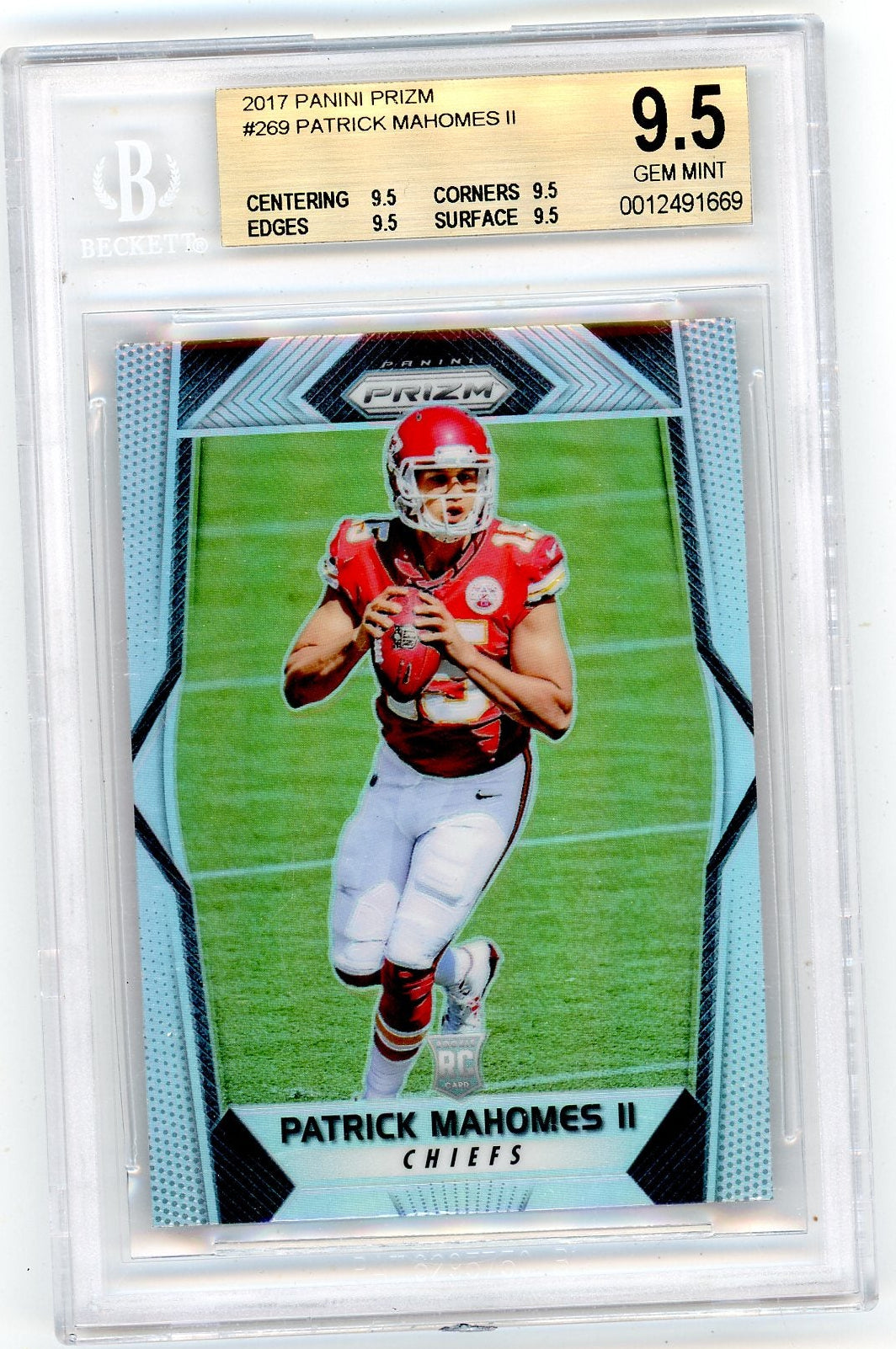 Sports Panini Patrick Mahomes 2017 Panini Prizm Silver Prizm Rc BGS 9.5