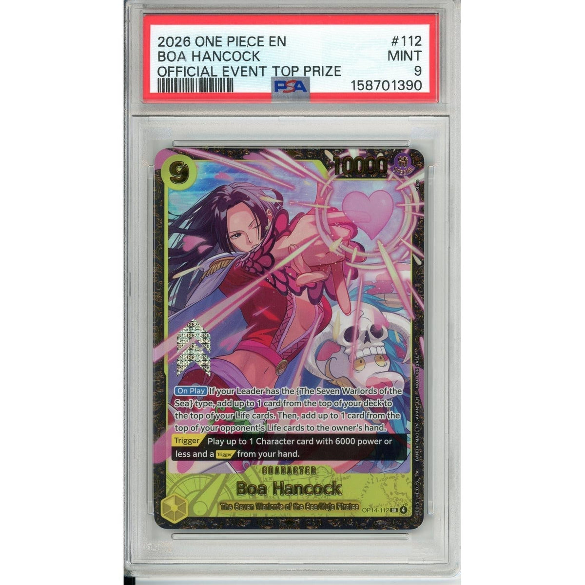One Piece TCG One Piece Graded: Boa Hancock Op14-112 Official Event Top Prize PSA 9