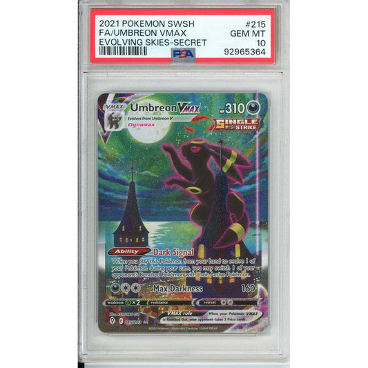 Pokémon Pokemon Graded: Umbreon 215/203 Evolving Skies (2021) Secret Rare PSA 10