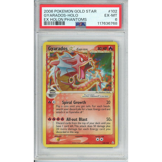 Pokémon Pokemon Graded: Gyarados Gold Star 102/110 EX Holon Phantoms (2006) PSA 6
