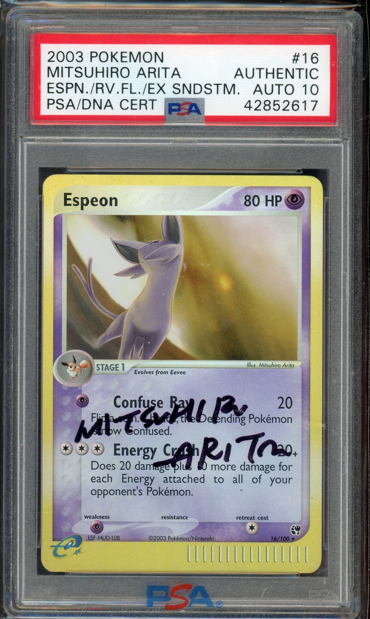 Sports Auto 10 Espeon Rev. Holo Mitsuhiro Arita Sign