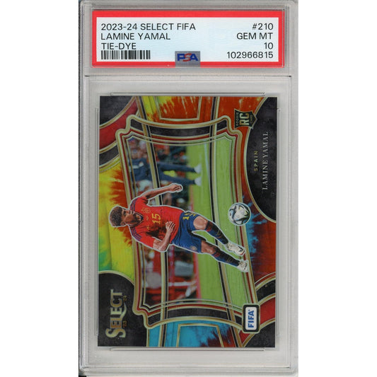 Pokémon Panini Graded Topps Now: 2023-24 Panini Select Fifa Tie-Dye Lamine Yamal #210 PSA 10