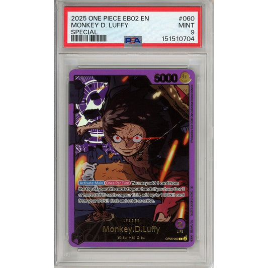 One Piece TCG One Piece Graded: Monkey.D.Luffy Op05-060 Extra Booster: Anime 25th Collection PSA 9