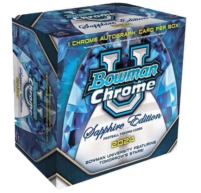 Baseball Topps 2024 Bowman Chrome University Football Sapphire Edition 10 Box Case