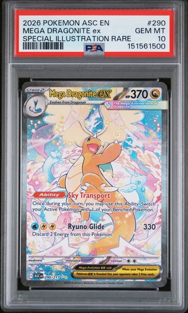 Pokémon Mega Dragonite EX 2026 PokéMon Ascended Heroes Special Illustration Rare #290/217 PSA 10